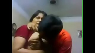 My aunty kissing me and boobs pressing